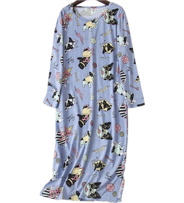 Womens Nightgown Knee Lenght Pockets SY272 Dogs XL