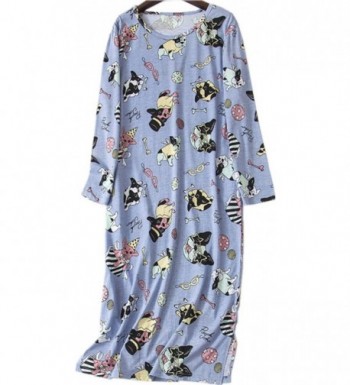 Womens Nightgown Knee Lenght Pockets SY272 Dogs XL