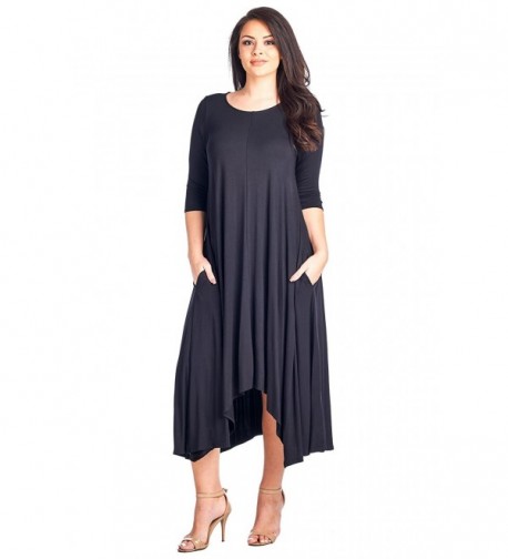 Plus Size Solid 3/4 Sleeve Pocket Loose Maxi Dress - Made In USA ...