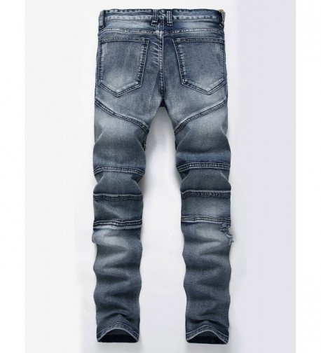 Men's Runway Ripped Distressed Skinny Moto Biker Jeans - Blue-gray ...