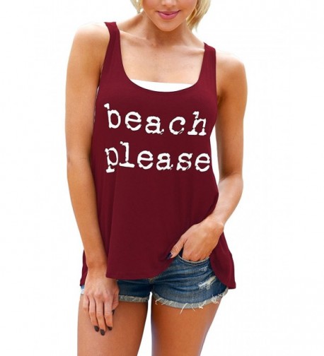 AlvaQ AQ250056 3S Alvaq Womens Summer Sexy Beach Scoop Neck Sleeveless Tank Tops Shirt Small Red