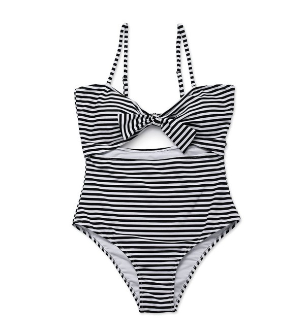 Striped Front Piece Swimsuit Bathing