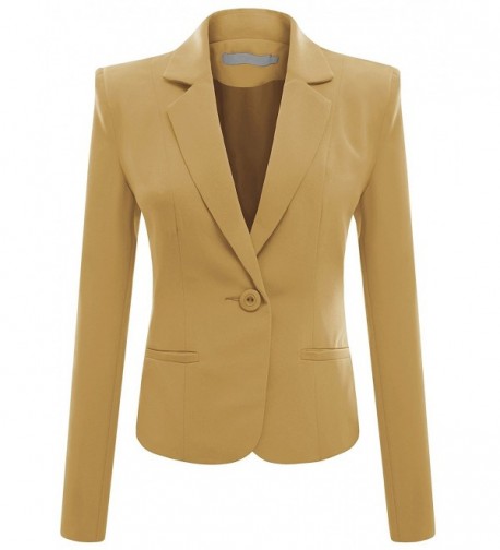 Doublju Womens Casual Blazer Mustard