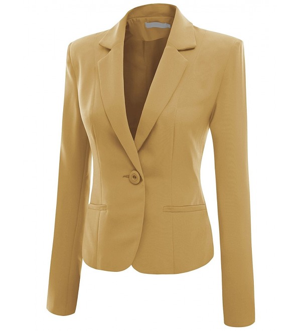 Womens Casual Chic Mood Suit Blazer Skinny Fit Jacket Mustard Large ...