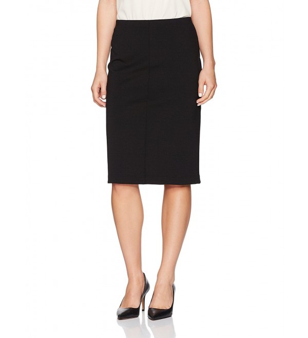 Women's Petite Pull-on Stretch Ponte Pencil Skirt - Black - CY183OHZEIX