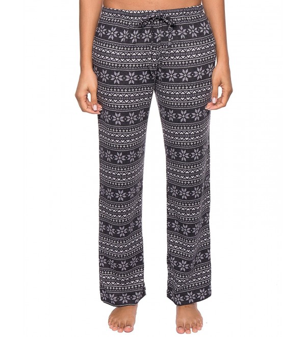 Women's Waffle Knit Thermal Lounge Pants - Snowflake Bands - Navy/Grey ...