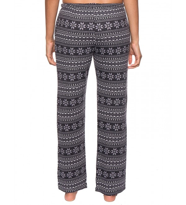 Women's Waffle Knit Thermal Lounge Pants - Snowflake Bands - Navy/Grey ...