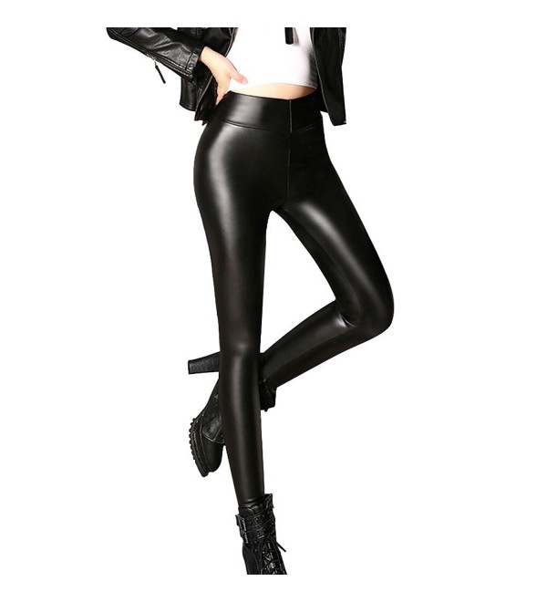 Womens Leather Leggins Waisted Tights