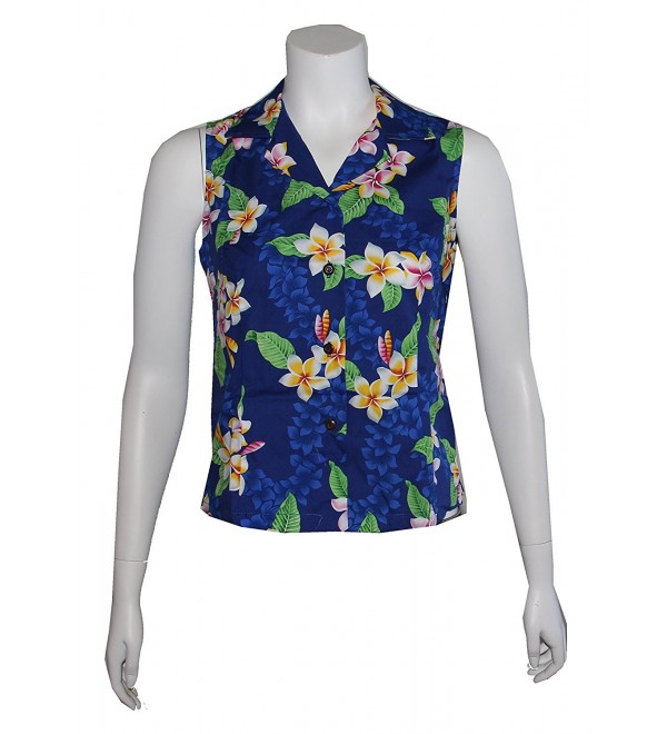 Womens Plumeria Flowers Hawaiian Sleeveless