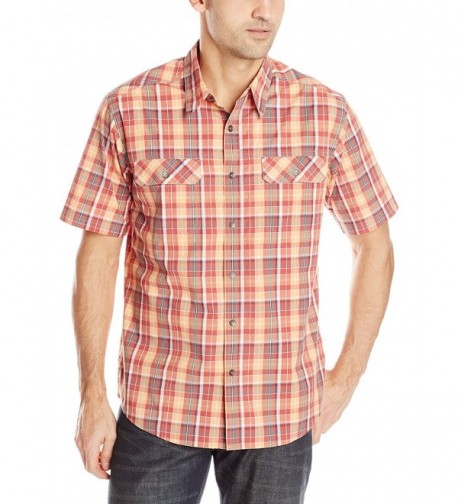 Men's Summertime Plaid Short Sleeve Shirt - Brick - CX11MDJQISV