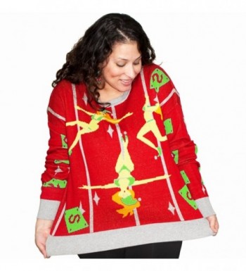 Pole Dancing Elves Ugly Christmas Sweater-FunQi- Red - Red - CL11OWSBKM5