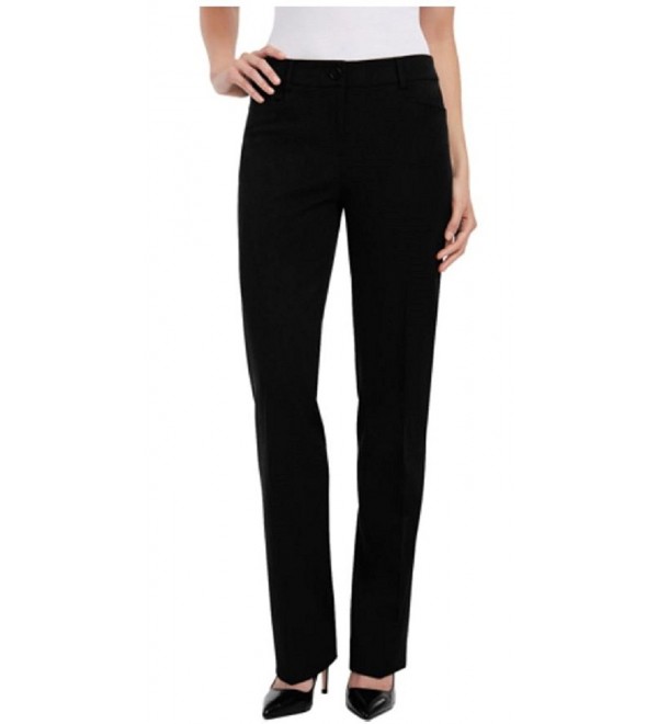 Women's Straight Leg- Flat Front Dress Pant- Black - CE12D1W4B4L