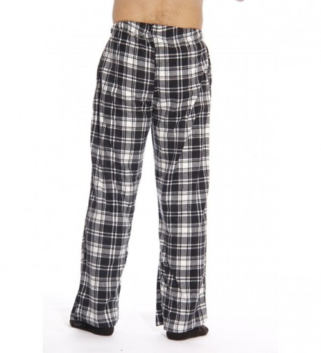 Microfleece Men's Plaid Pajama Pants With Pockets - Black & White Plaid ...