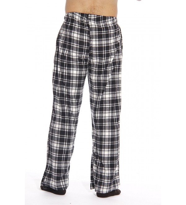 Microfleece Men's Plaid Pajama Pants With Pockets - Black & White Plaid ...