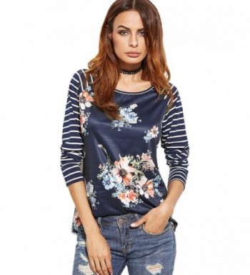 Floerns Womens Floral Stripe Baseball