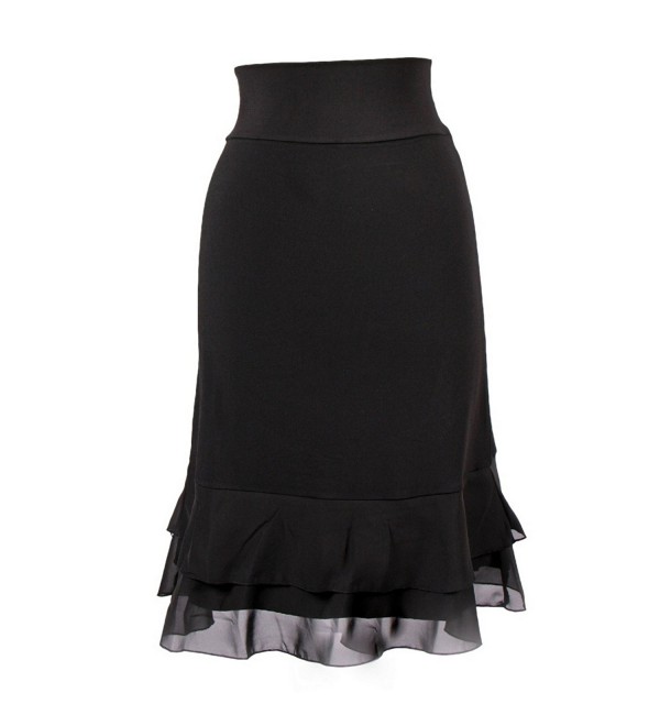 Peekaboo-Chic Iris Chiffon Half Slip Skirt Extender - Black - C31289RGVHN