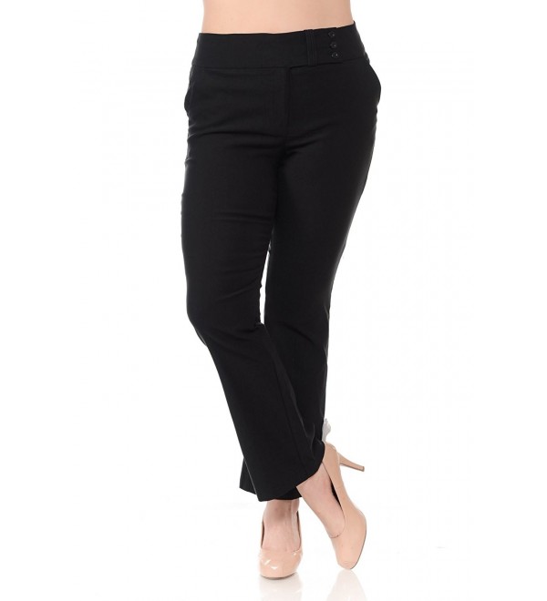 Womens Plus Size Ultra Stretch Work Pants(IMPB0406) - Black - C6182IAC4IS