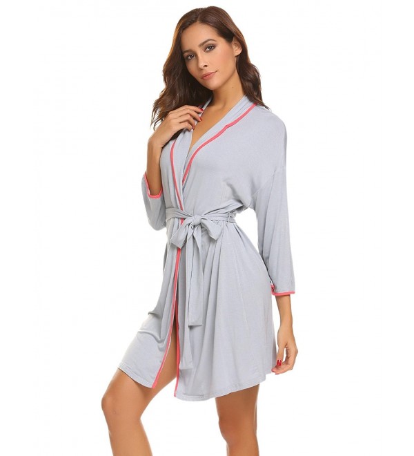 Ekouaer Womens Contrast Lightweight Bathrobe