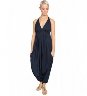 likemary Halter Harem Jumpsuit Navy