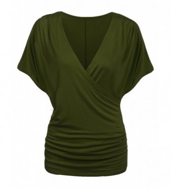 Womens Short Sleeve Shirring Blouse