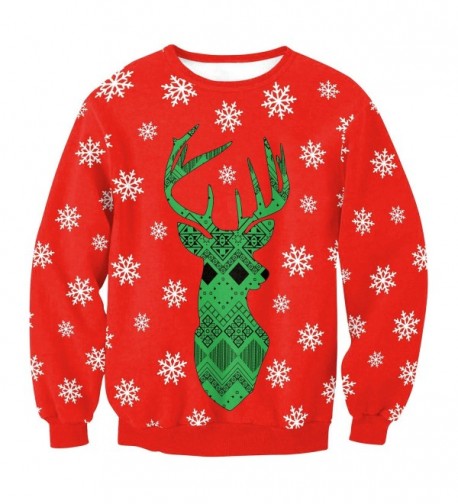 Snowflake Reindeer Sleeve Crewneck Sweatshirt