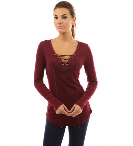 PattyBoutik Womens Curved Tunic Burgundy