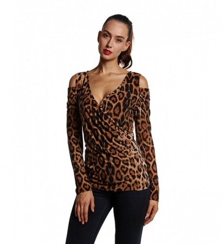 ColorFino Womens Leopard Sleeves T shirt