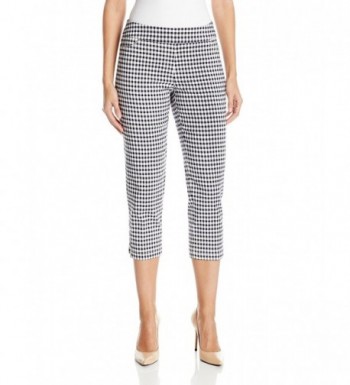 Women's Wide Band Pull-on Check Print Crop Pant with Ladder Hem Detail ...
