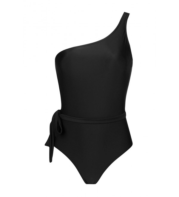 One Shoulder One Piece Swimsuit- Tie-Side Padded Bathing Suit For Women ...