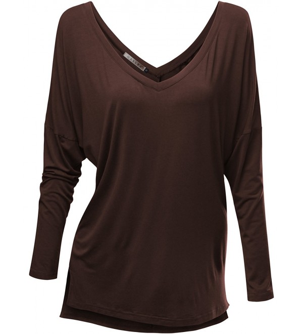 Women's V-Neck Sexy Top_95% Modal_Various Stretch Top - Wto003-d.brown ...