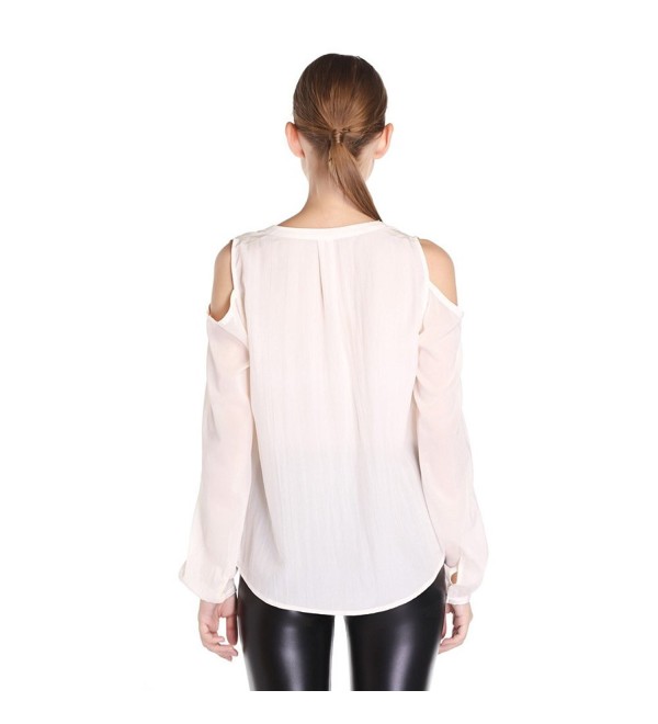 N.C.F. Women's 100% Natural Silk V-Neck Solid Blouse Shirt With Cold ...