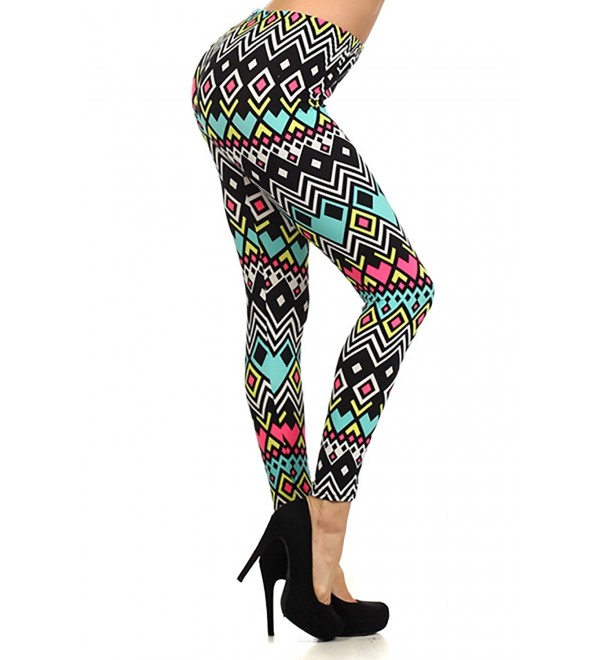 Fluorescent Tribal Aztec Pattern Leggings