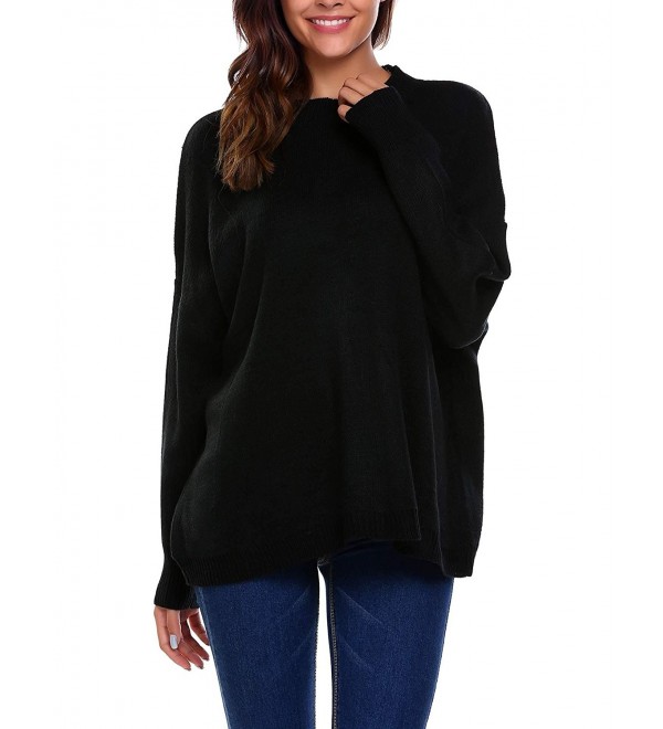 Oversized Crewneck Shoulder Pullovers Knitted