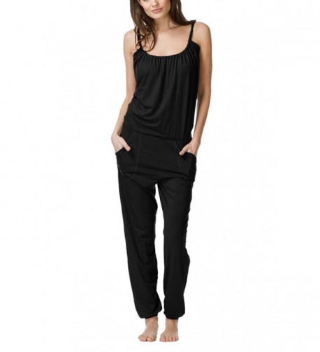 Linsery Spaghetti Sleeveless Jumpsuits Black 1747