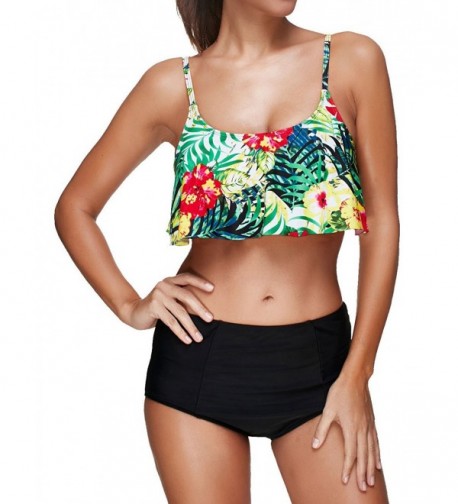 LAVENCHY Tropical Strappy Flounce Swimsuit