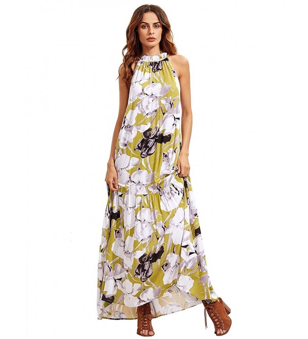 Women's Boho Loose Swing Summer Floral Maxi Dress - Multicolor ...