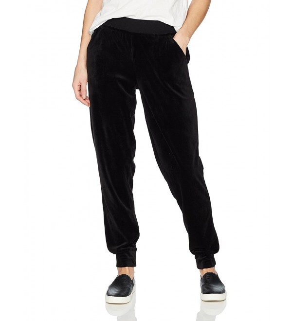 HUE Womens Velour Track Black