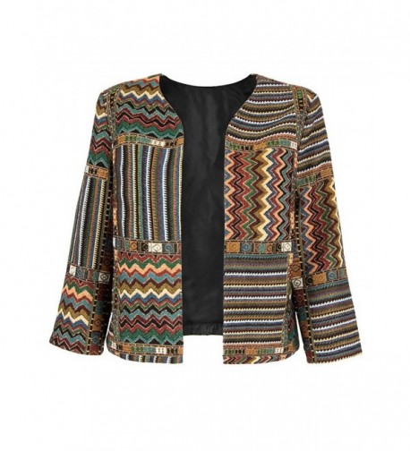 PERSUN Womens Multicolor Geo Tribal Sleeve