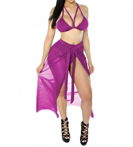 Kisscy Womens Strappy Bikini Purple