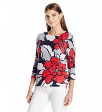 Alfred Dunner Womens Floral Sweater