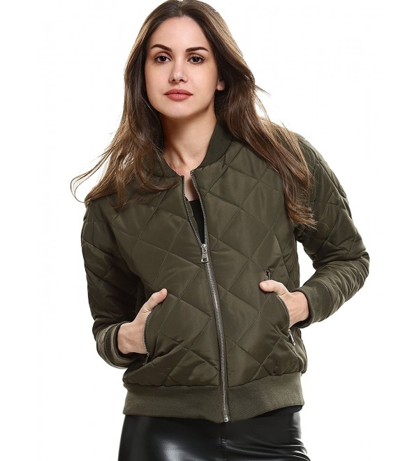Womens Zip Up Quilted Padded Outerwear