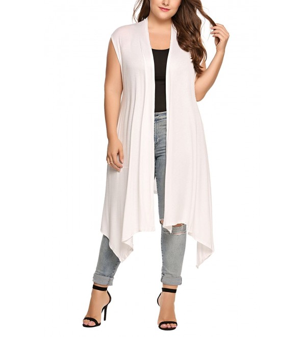 Womens Cardigan Plus Size Sleeveless Solid Casual Asymetric Hem Open Front Lightweight Soft Solid Drape Vest