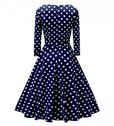 VOGTAGE 1950's 3/4 Sleeve Wave Point Retro Vintage Dress with Defined ...