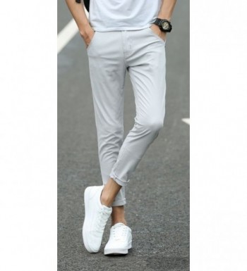 Men's Slim Fit Stretch Casual Khaki Pants Cropped Chinos Flood Pants ...