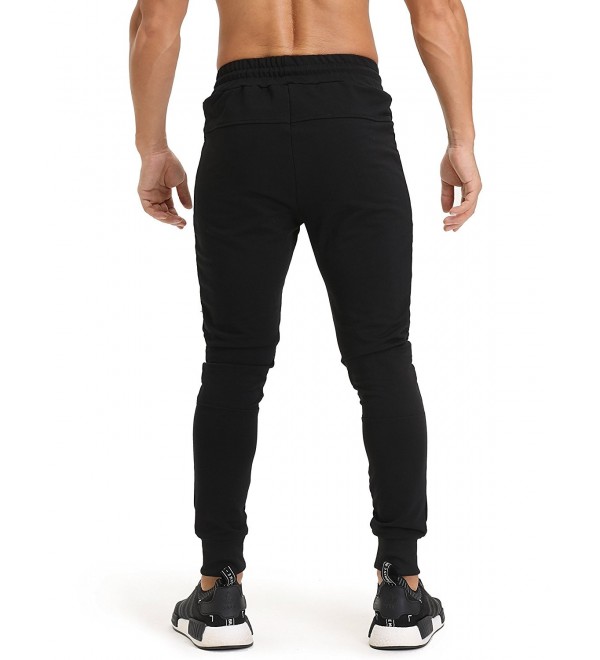 Men's Fitted Jogger Pants - Casual Gym Fitness Trousers With Zipper ...