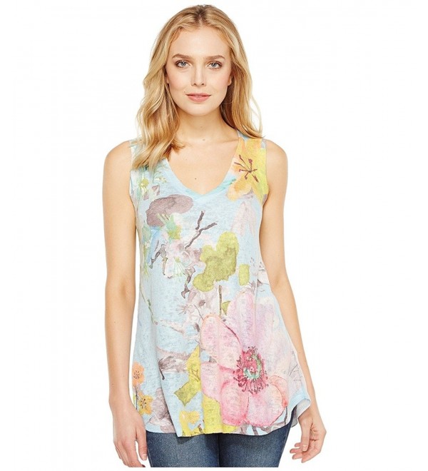 Nally & Millie Womens Floral Print V-Neck Tank Top - Multi - CO12O4CMV2C