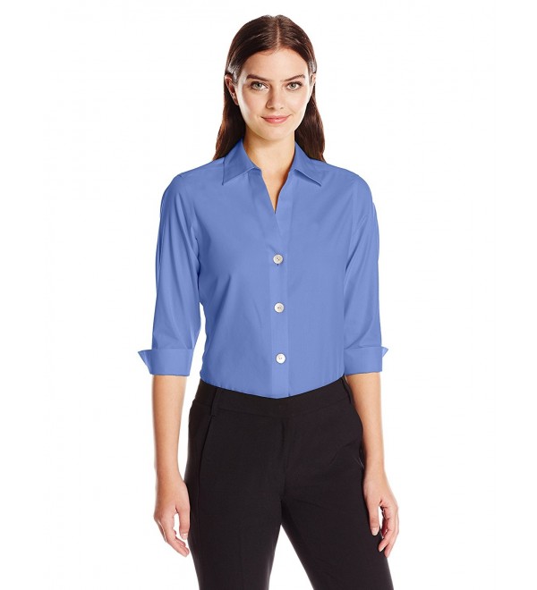 Women's 3/4 Sleeve Paige Essential Non Iron Shirt - French Blue ...