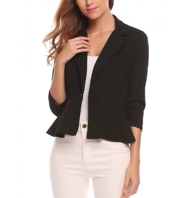 Blazers For Women Classic One Button Long Sleeve Blazer With Full ...