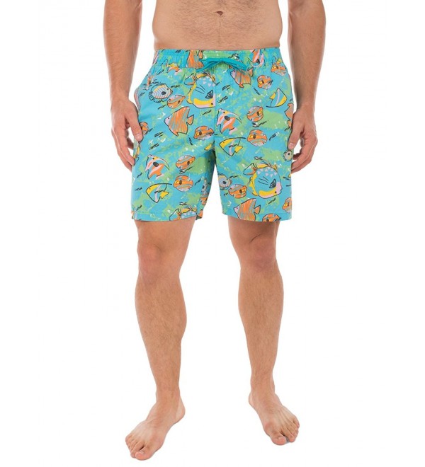 Men's Retro Summer Beach Shorts - Neon Shorts With Drawstring - Fish ...