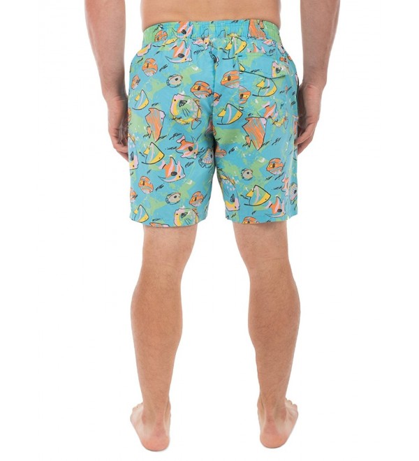 Men's Retro Summer Beach Shorts - Neon Shorts With Drawstring - Fish ...